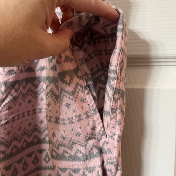 Lands End Women XL Pink Gray Fair Isle Pajama Pants Cotton Lounge Sleepwear - Picture 3 of 7